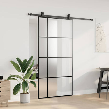 Sliding Door with Hardware Set Black 102.5x205 cm ESG Glass