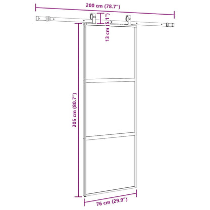 Sliding Door with Hardware Set Black 76x205 cm Tempered Glass