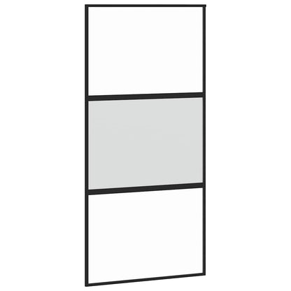 Sliding Door with Hardware Set Black 102.5x205 cm Tempered Glass
