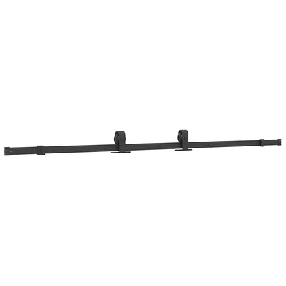 Sliding Door with Hardware Set Black 90x205 cm Tempered Glass