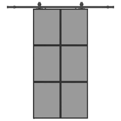 Sliding Door with Hardware Set Black 102.5x205 cm Tempered Glass