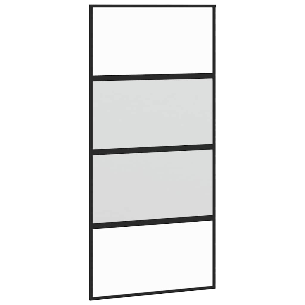 Sliding Door with Hardware Set Black 102.5x205 cm Tempered Glass
