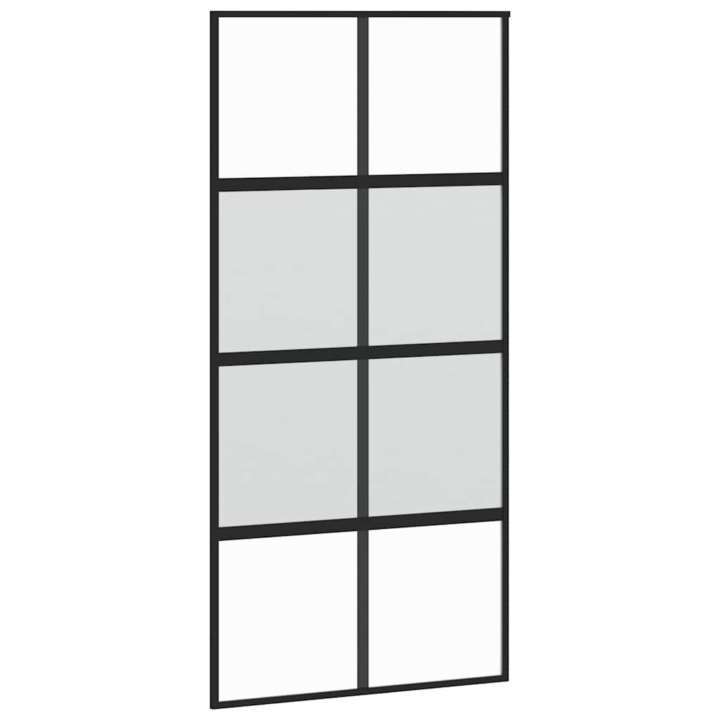 Sliding Door with Hardware Set Black 102.5x205 cm Tempered Glass