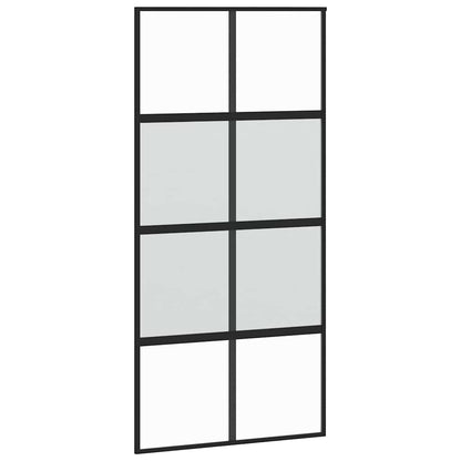 Sliding Door with Hardware Set Black 102.5x205 cm Tempered Glass