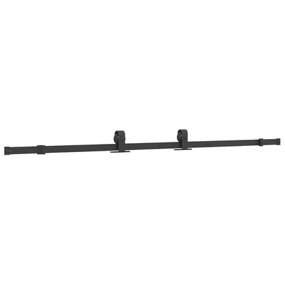 Sliding Door with Hardware Set Black 90x205 cm Tempered Glass