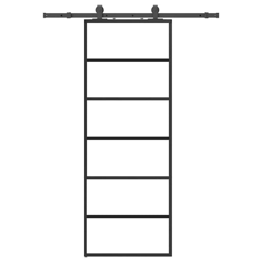 Sliding Door with Hardware Set Black 76x205 cm ESG Glass