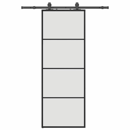 Sliding Door with Hardware Set Black 76x205 cm ESG Glass