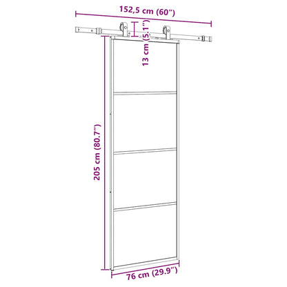 Sliding Door with Hardware Set Black 76x205 cm ESG Glass