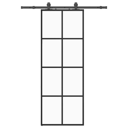 Sliding Door with Hardware Set Black 76x205 cm ESG Glass