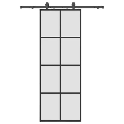 Sliding Door with Hardware Set Black 76x205 cm ESG Glass