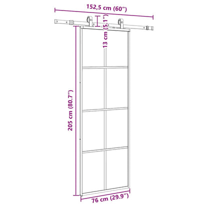 Sliding Door with Hardware Set Black 76x205 cm ESG Glass