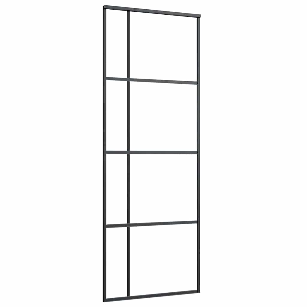 Sliding Door with Hardware Set Black 76x205 cm ESG Glass