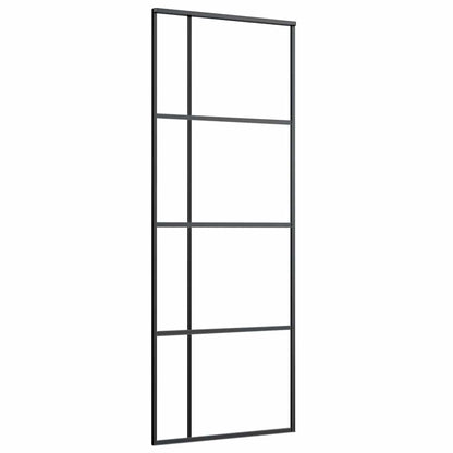 Sliding Door with Hardware Set Black 76x205 cm ESG Glass