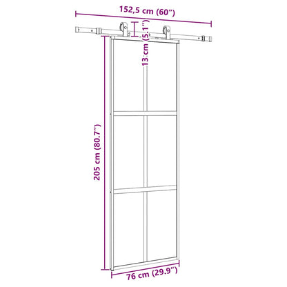 Sliding Door with Hardware Set Black 76x205 cm Tempered Glass