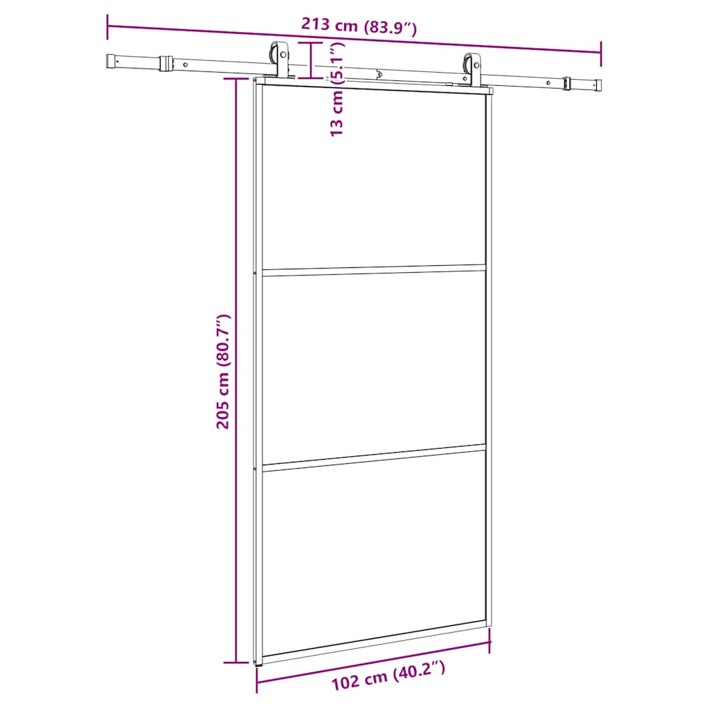 Sliding Door with Hardware Set Black 102x205 cm ESG Glass
