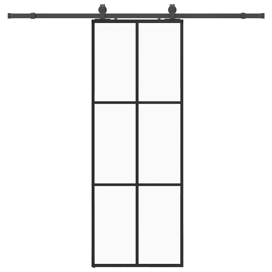Sliding Door with Hardware Set Black 76x205 cm ESG Glass