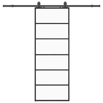 Sliding Door with Hardware Set Black 76x205 cm ESG Glass
