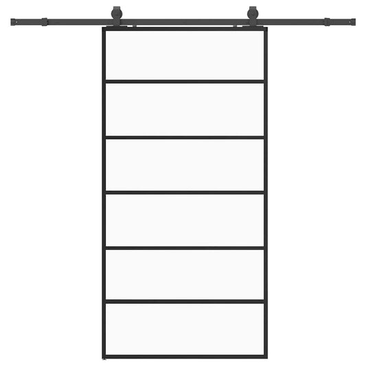 Sliding Door with Hardware Set Black 102x205 cm ESG Glass