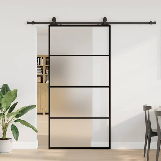 Sliding Door with Hardware Set Black 102x205 cm ESG Glass