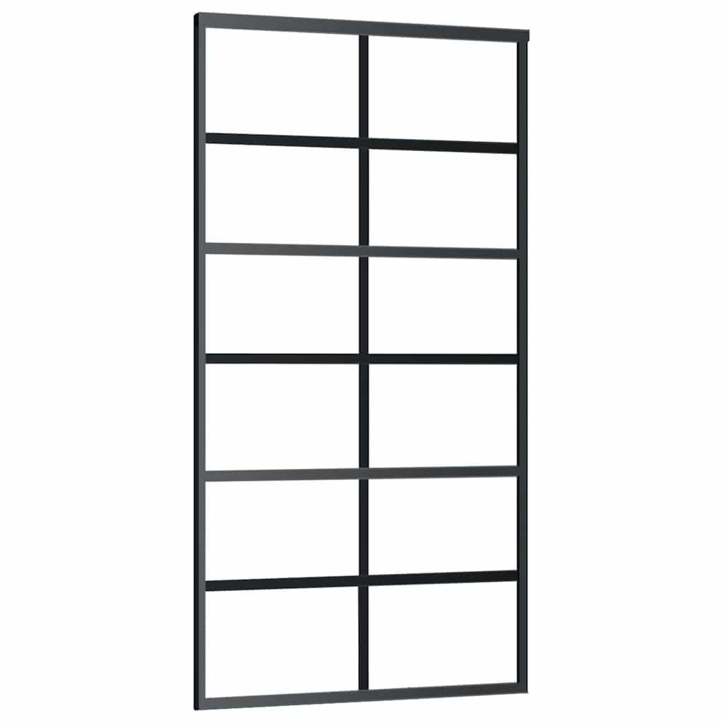 Sliding Door with Hardware Set Black 102x205 cm ESG Glass