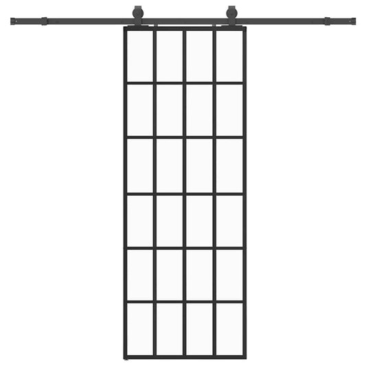 Sliding Door with Hardware Set Black 76x205 cm ESG Glass