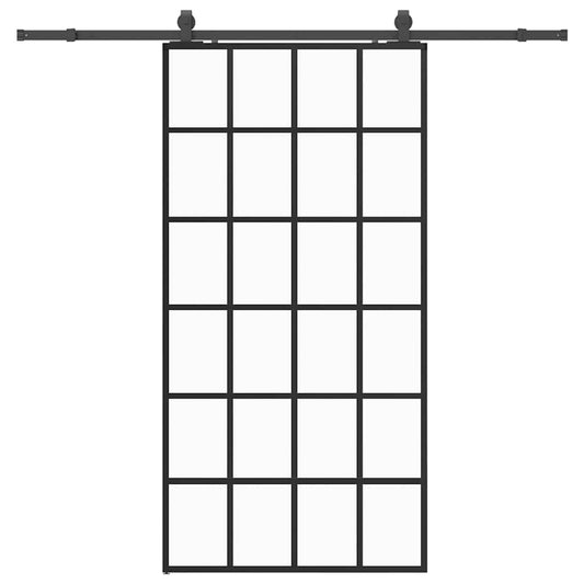 Sliding Door with Hardware Set Black 102x205 cm ESG Glass