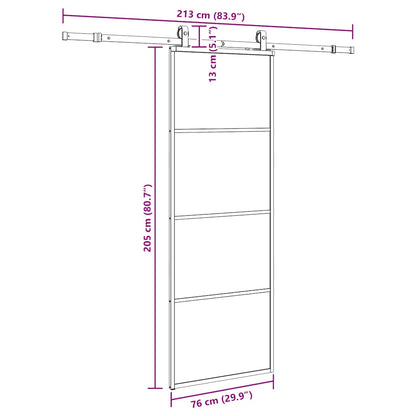 Sliding Door with Hardware Set Black 76x205 cm ESG Glass