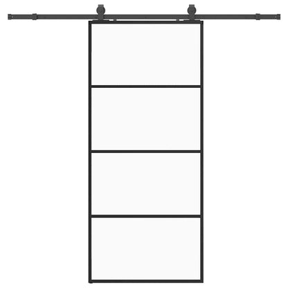 Sliding Door with Hardware Set Black 90x205 cm ESG Glass