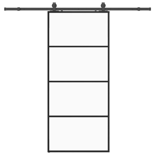 Sliding Door with Hardware Set Black 90x205 cm ESG Glass