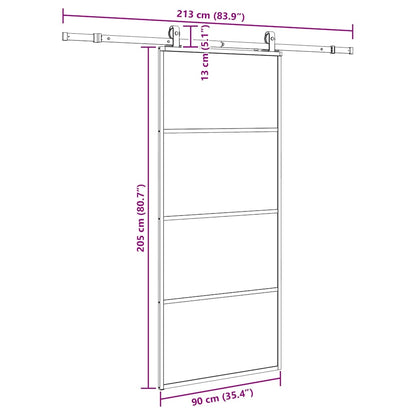 Sliding Door with Hardware Set Black 90x205 cm ESG Glass