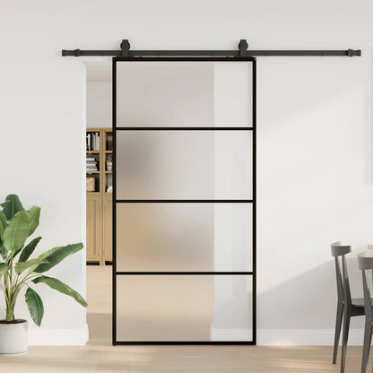 Sliding Door with Hardware Set Black 102.5x205 cm ESG Glass