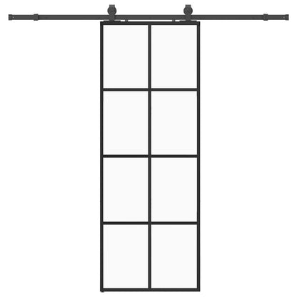 Sliding Door with Hardware Set Black 76x205 cm ESG Glass