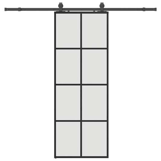 Sliding Door with Hardware Set Black 76x205 cm ESG Glass