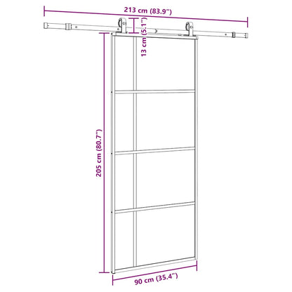 Sliding Door with Hardware Set Black 90x205 cm ESG Glass