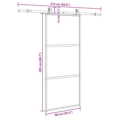 Sliding Door with Hardware Set Black 90x205 cm Tempered Glass