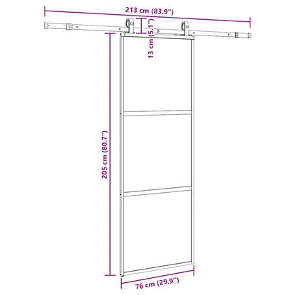 Sliding Door with Hardware Set Black 76x205 cm Tempered Glass