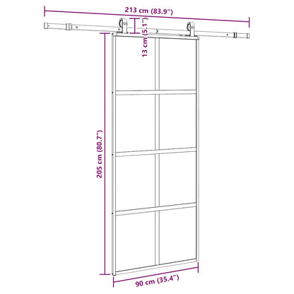 Sliding Door with Hardware Set Black 90x205 cm Tempered Glass