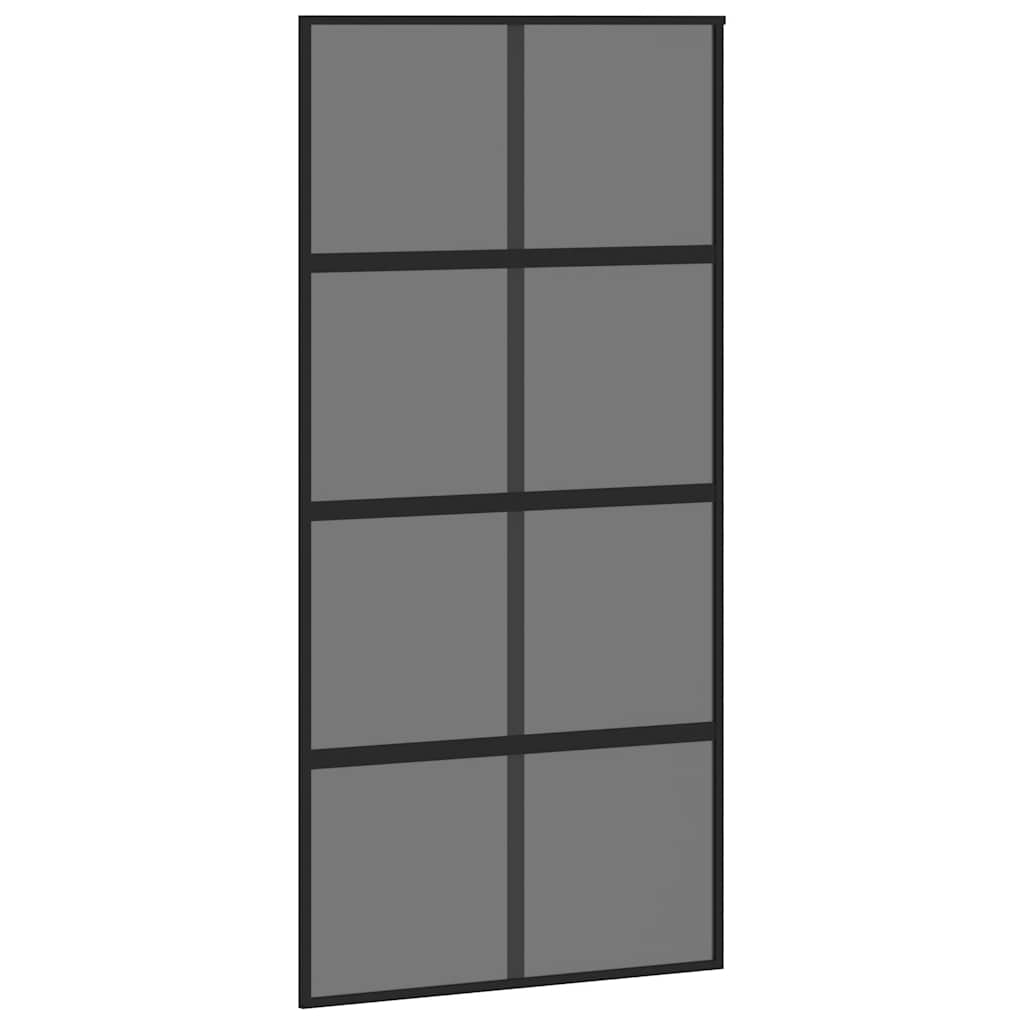 Sliding Door with Hardware Set Black 102.5x205 cm Tempered Glass