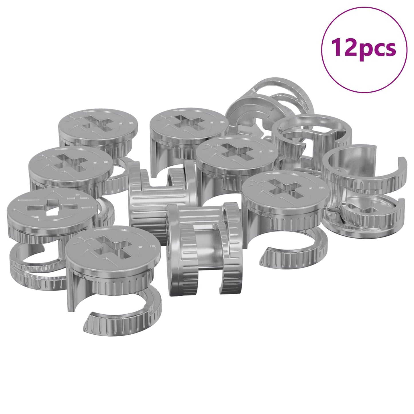 Cam Lock Nuts 12 pcs Silver 15 x 11.5 mm Metal