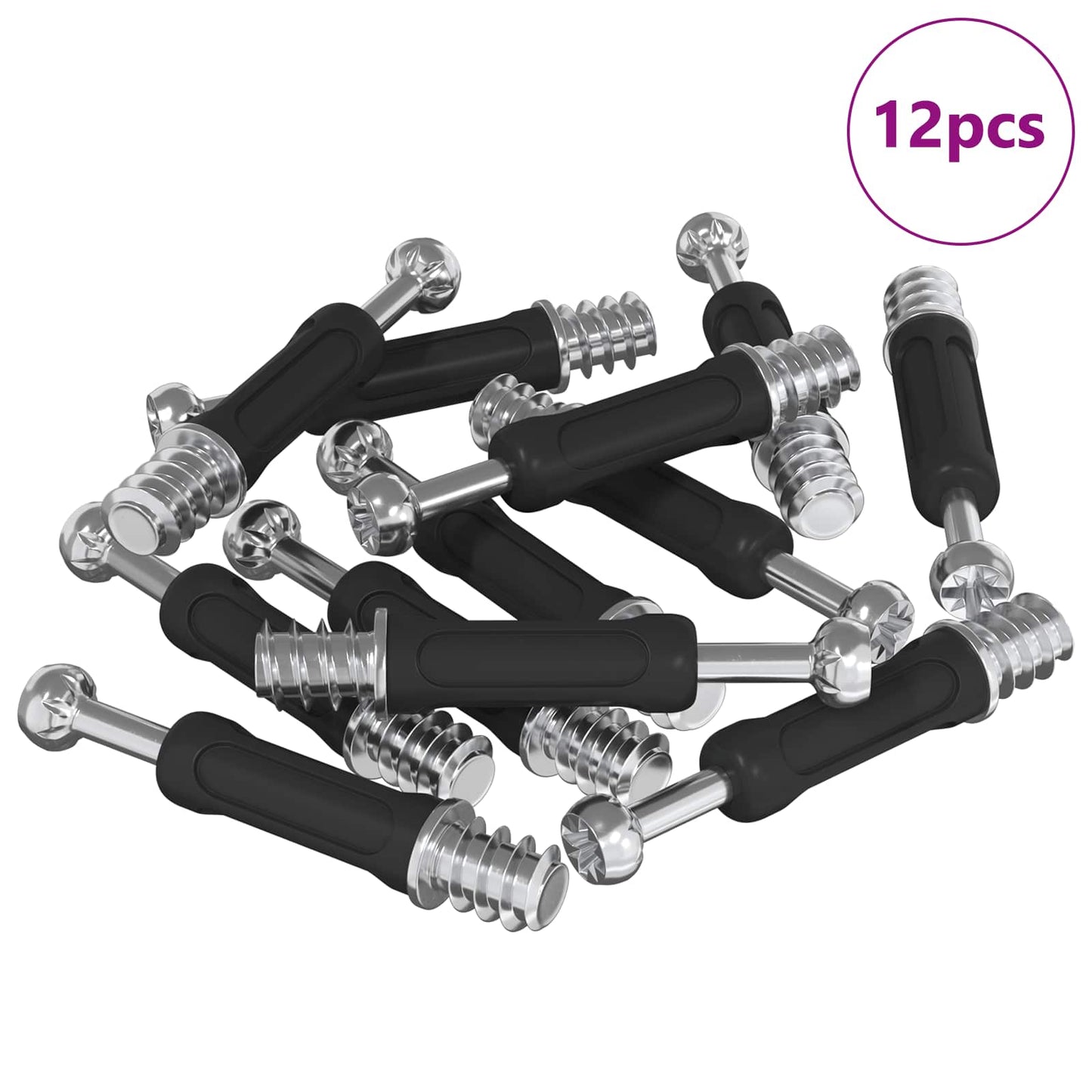 Cam Lock Screw 12 pcs Silver and Black M6 x 40 mm Metal