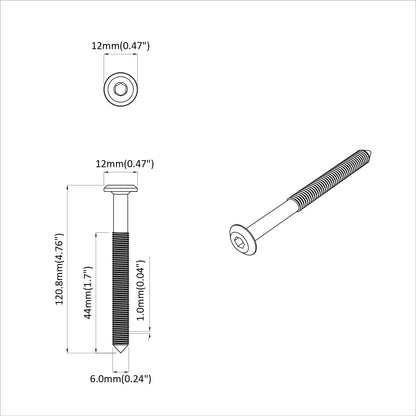 Screw 1000 pcs Silver M6 x 100 mm Steel
