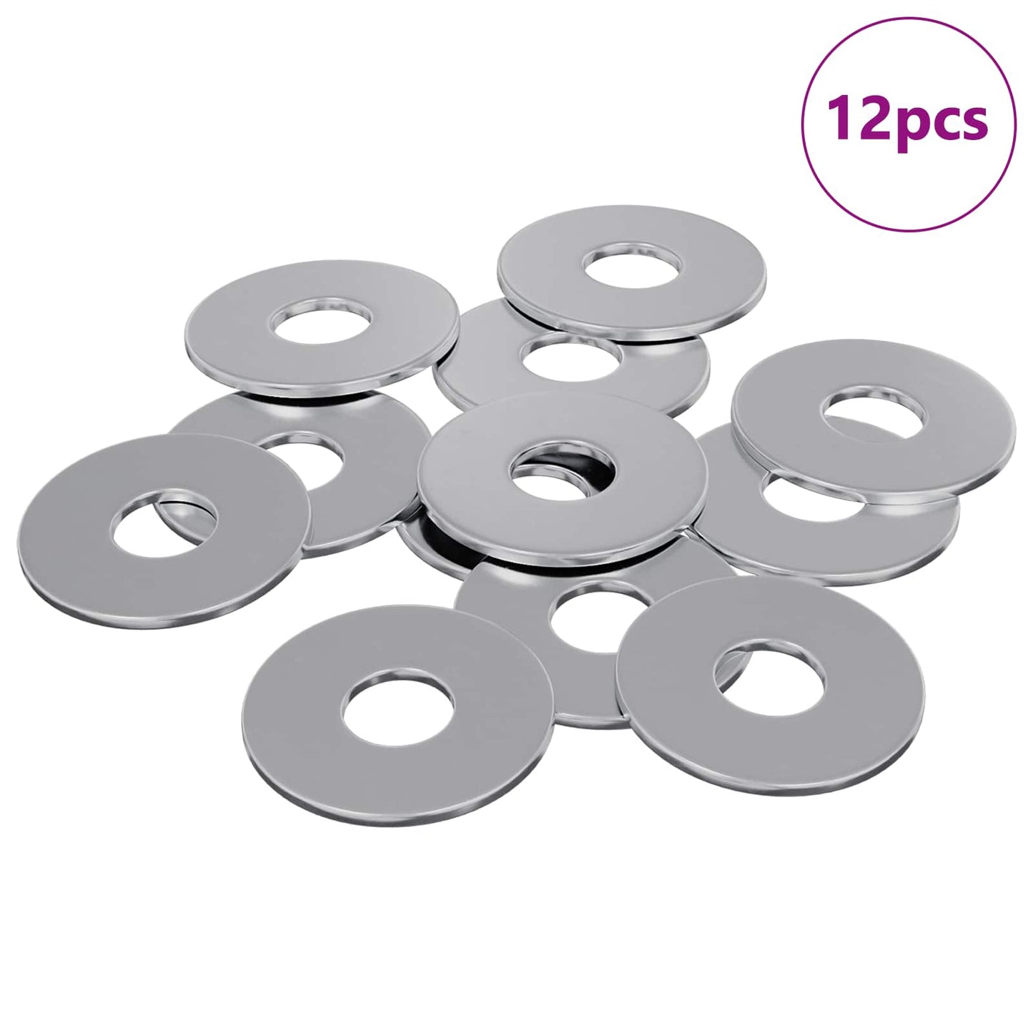 Washers 12 pcs Silver 18 x 18 x 1.2 mm Iron