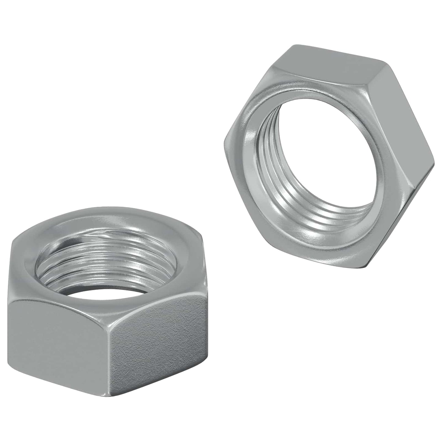 Hex Nut 2 pcs Silver M6 Metal