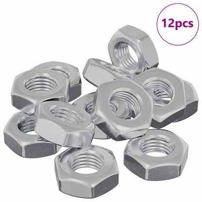Hex Nut 12 pcs Silver M8 Metal