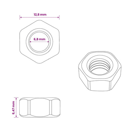 Hex Acorn Nuts 2 pcs Silver M8 Metal