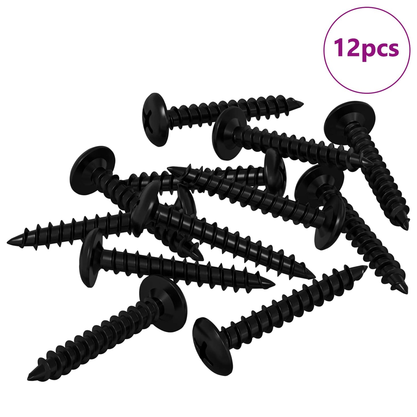 Self Tapping Nail 12 pcs Black 4 x 25 mm Steel