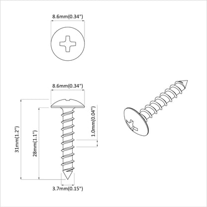 Tapping Nail 12 pcs Black M4 x 28 mm Steel