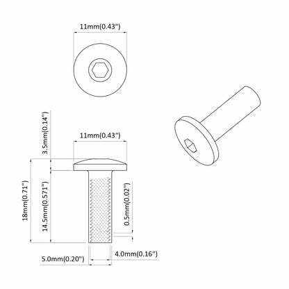 Sleeve Nuts 2 pcs Black M4 x 14.5 mm Metal