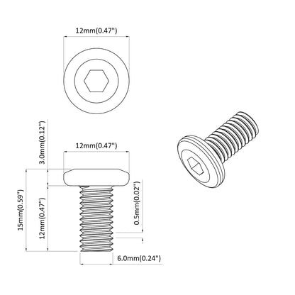 Lock Screw Plain 2 pcs Silver M6 x 12 mm Steel