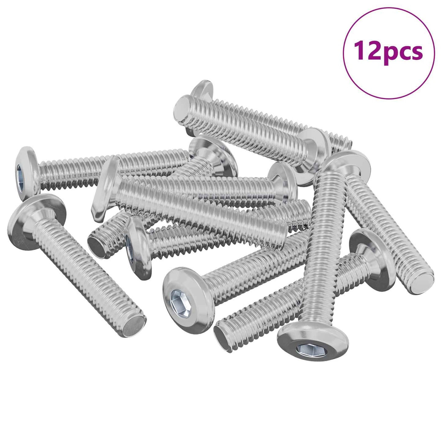 Head Lock Screw 12 pcs Silver M6 x 30 mm Steel